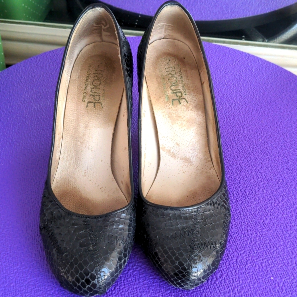 F-Troupe 3 inch black heels, size EU 37, fits US size 7.5/8